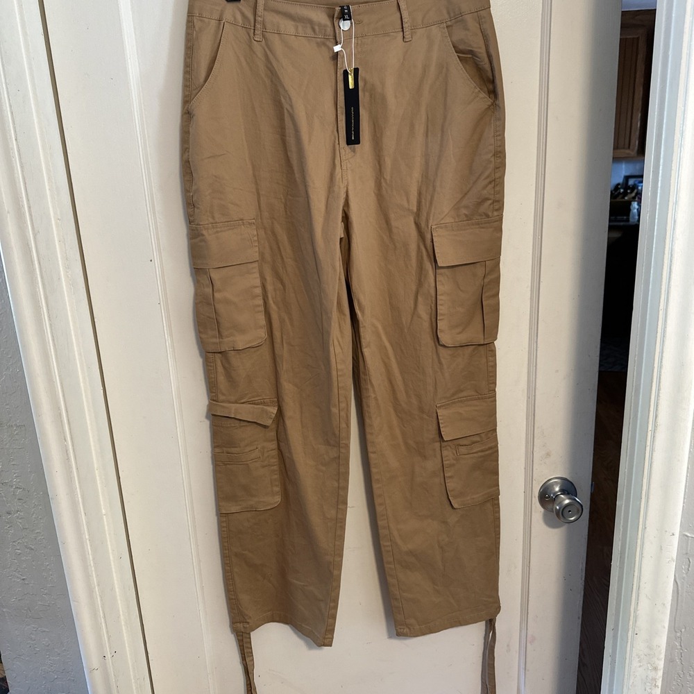 NEW Gilipur Women's XL BROWN BEIGE Cargo Pants
